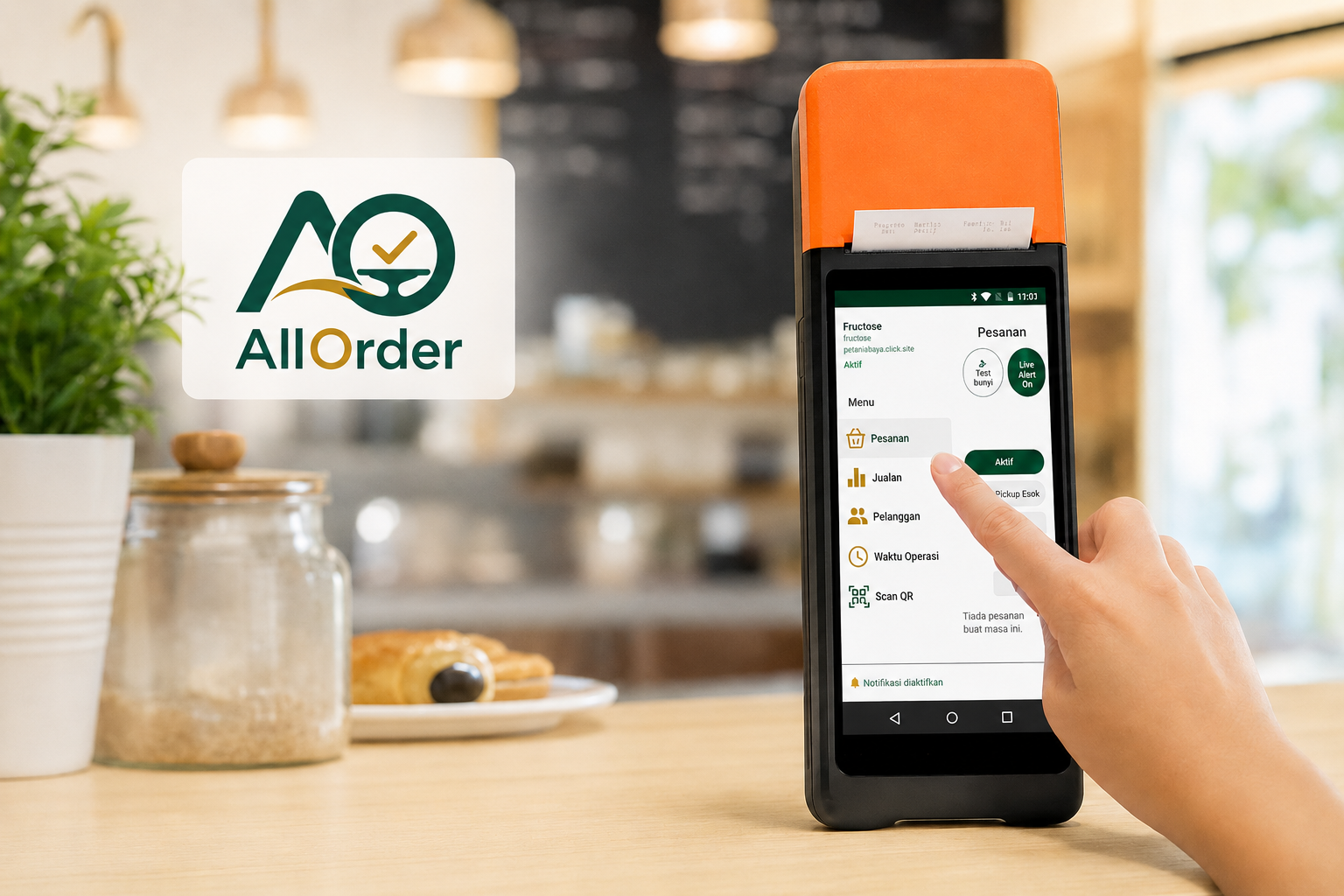 Sistem AllOrder digunakan di sebuah kafe